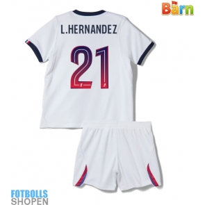 Billiga Paris Saint-Germain Lucas Hernandez #21 Bortatröja Barn 2026-27 Kortärmad (+ Korta byxor)